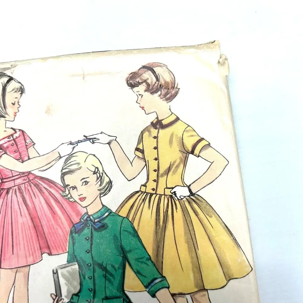 Simplicity Vintage 1950's Pattern #1253 Girls One Piece Dress Size 10‎